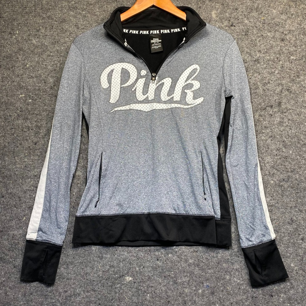 Victoria's Secret PINK Ultimate Gray 1/4 Zip Athletic Pullover Jacket Size XS